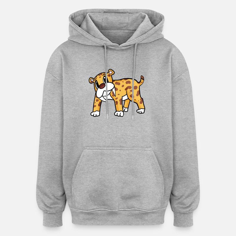 Tigre à dents de sabre - Sweat à capuche oversize unisexe - gris chiné