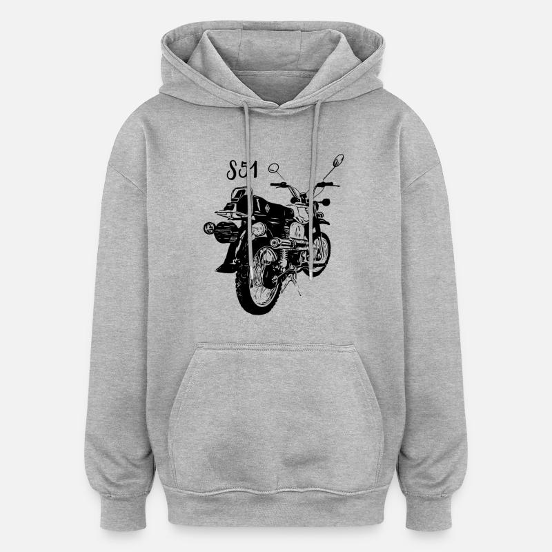 S51 - Sweat à capuche oversize unisexe - gris chiné