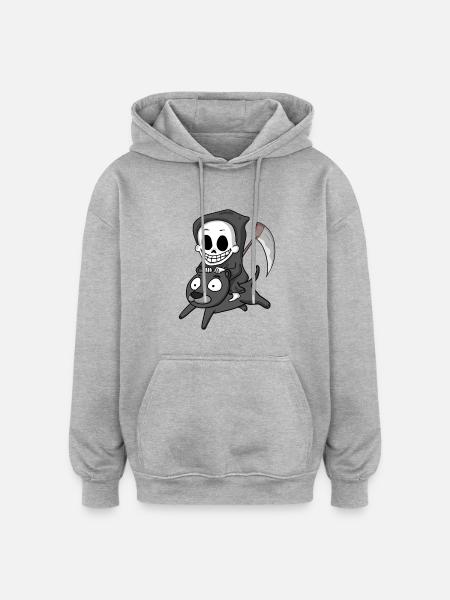 Sensenmann und Schwarzer Panther - Oversized Unisex Hoodie - Grau meliert