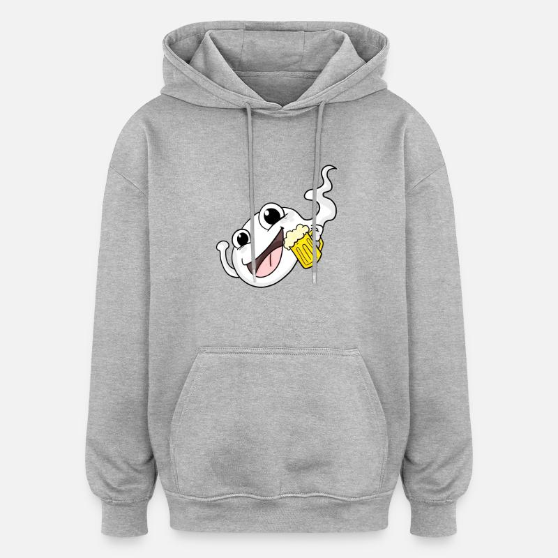 Sperma mit Bier - Oversized Unisex Hoodie - Grau meliert