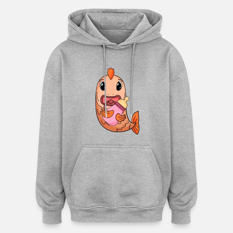 Bébé poisson - Sweat à capuche oversize unisexe - gris chiné