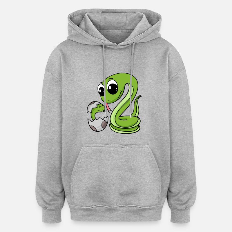 Serpent avec bébé serpent - Sweat à capuche oversize unisexe - gris chiné