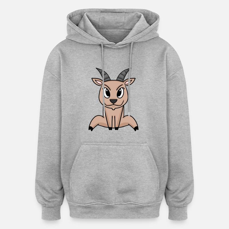 Bouc de chèvre - Sweat à capuche oversize unisexe - gris chiné