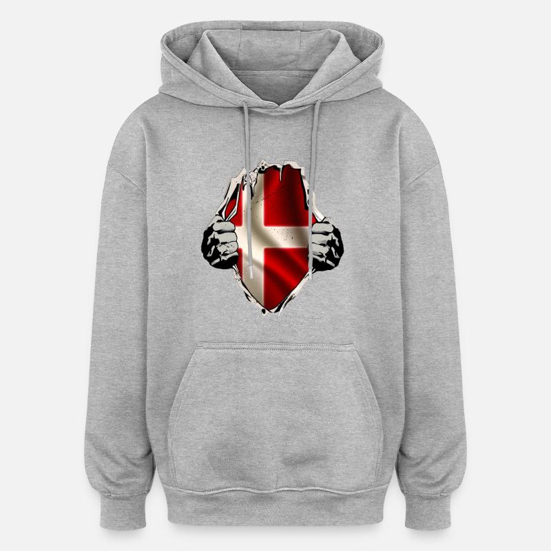 Le Danemark sous la chemise - Sweat à capuche oversize unisexe - gris chiné