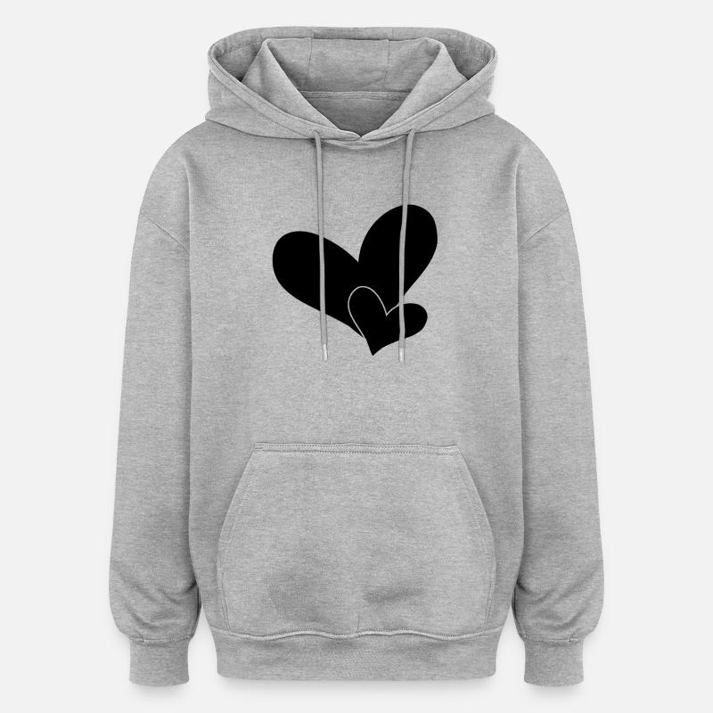 Herz - Oversized Unisex Hoodie - Grau meliert