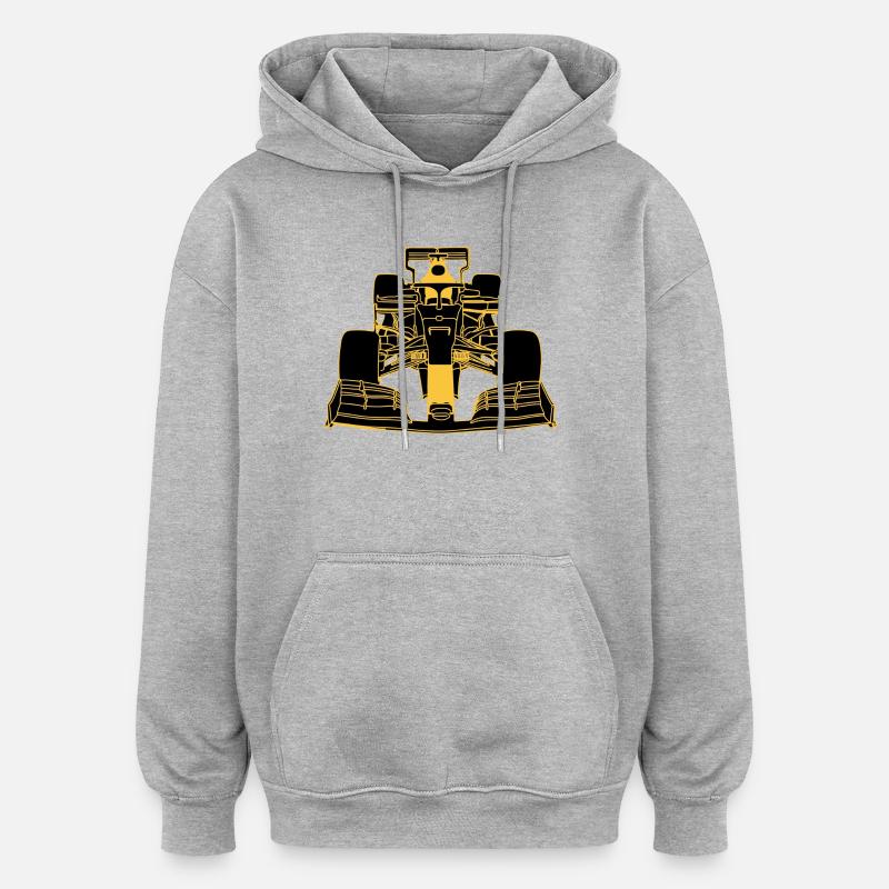 Voiture de course jaune - Sweat à capuche oversize unisexe - gris chiné