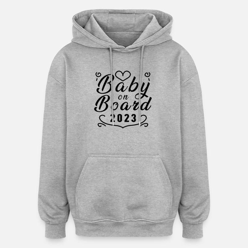Bébé 2023 Grossesse enceinte - Sweat à capuche oversize unisexe - gris chiné