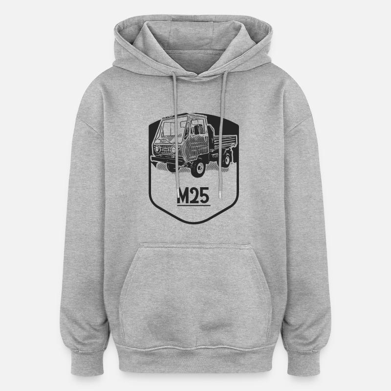 M25 Multicar - Sweat à capuche oversize unisexe - gris chiné
