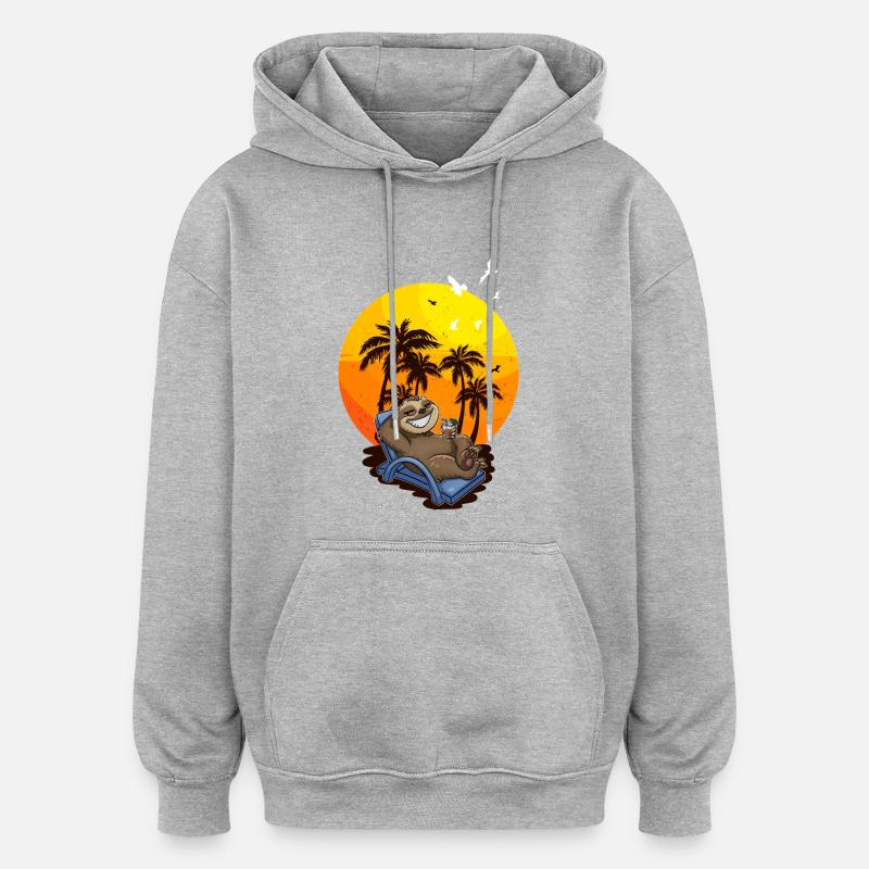 Sloth Relax Voyage de vacances - Sweat à capuche oversize unisexe - gris chiné