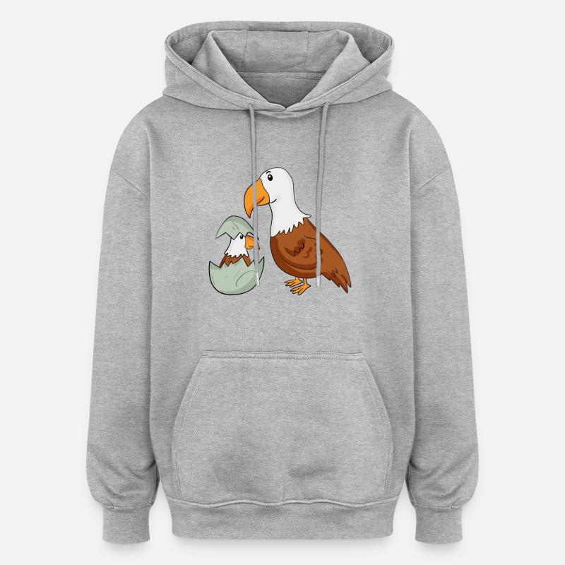 Eagle with Baby Eagle - Oversized Unisex Hoodie - heather grey