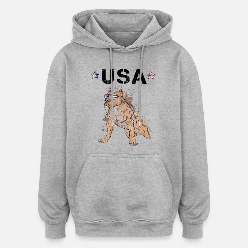 American Staffordshire Terrier - Sweat à capuche oversize unisexe - gris chiné