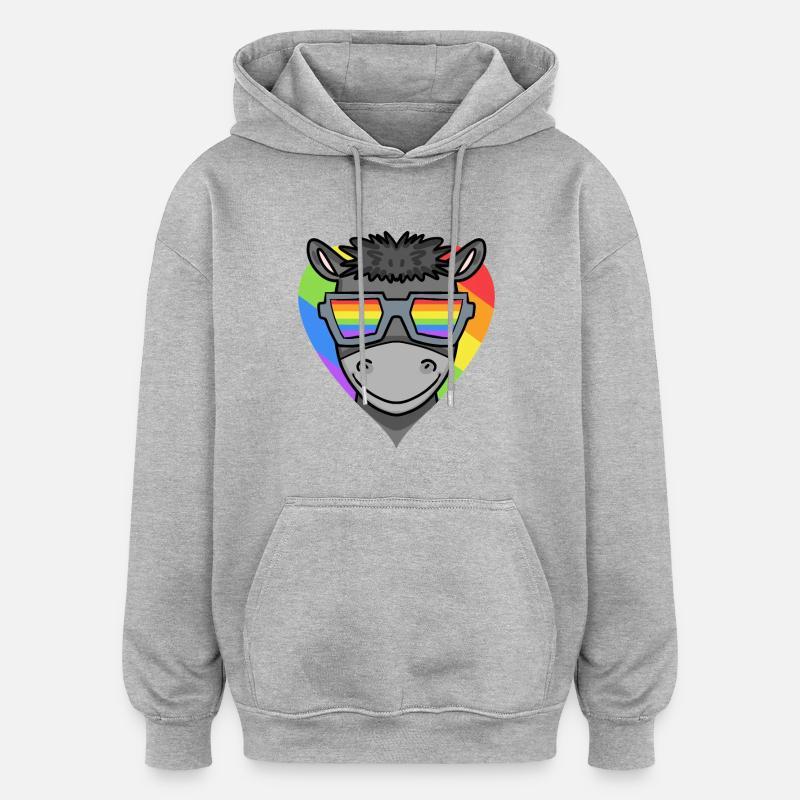 LGBT Tier Esel Regenbogen - Oversized Unisex Hoodie - Grau meliert