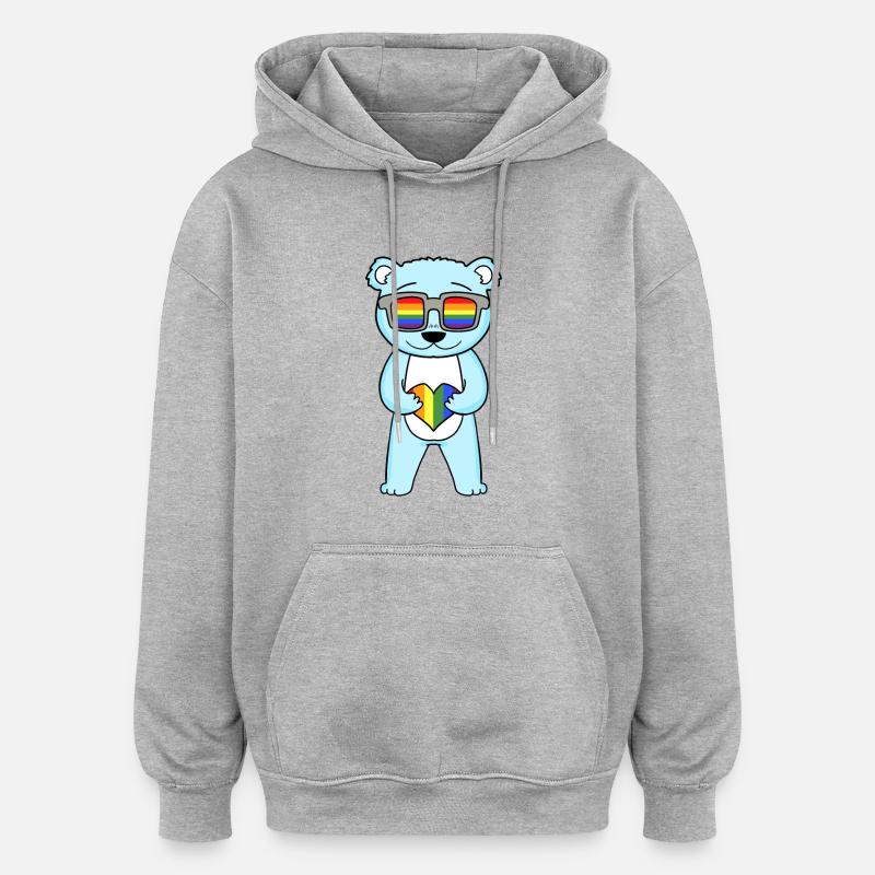 LGBT Tier Bär Regenbogen - Oversized Unisex Hoodie - Grau meliert