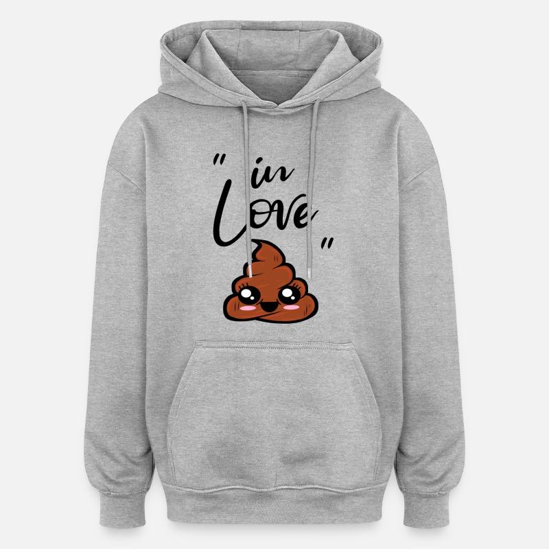 caca kawaii - Sweat à capuche oversize unisexe - gris chiné