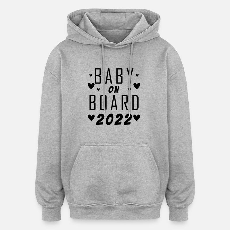 Bébé 2022 - Naissance Enceinte 2022 - Sweat à capuche oversize unisexe - gris chiné