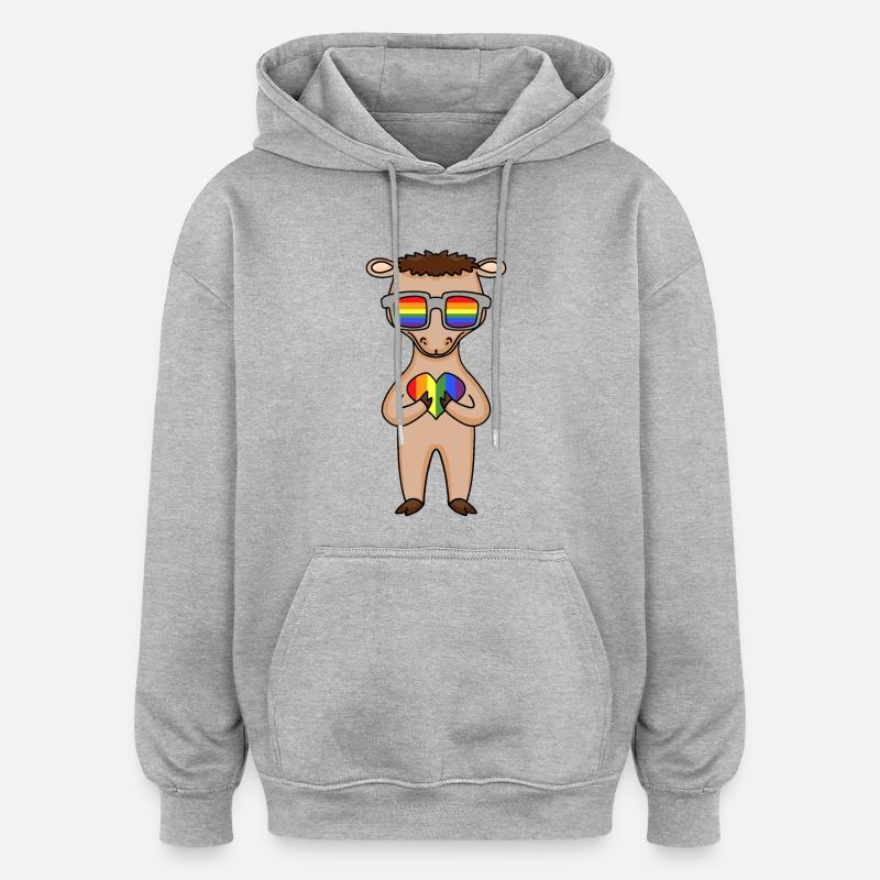 LGBT Animal Camel Arc-en-ciel - Sweat à capuche oversize unisexe - gris chiné