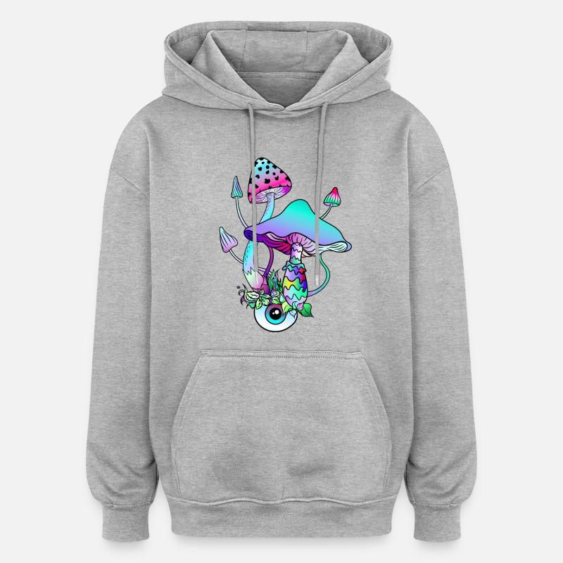 Magic Mushrooms Psychedelic Art - Oversized Unisex Hoodie - Grau meliert
