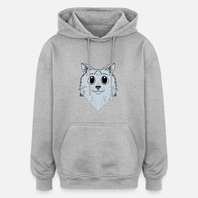 Chat sibérien - Sweat à capuche oversize unisexe - gris chiné