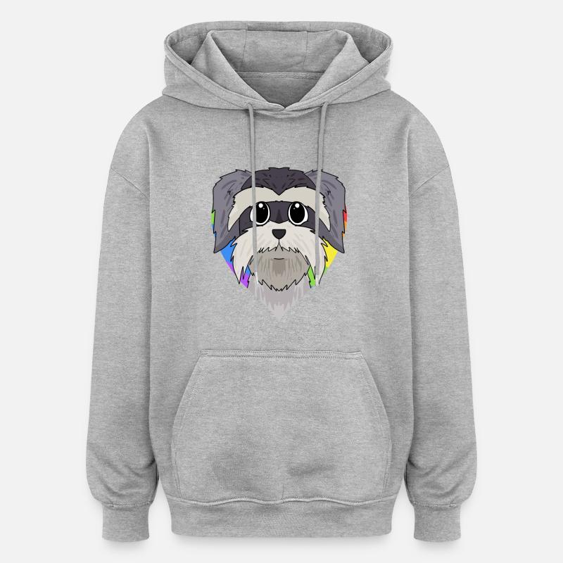Schnauzer Chiens LGBT - Sweat à capuche oversize unisexe - gris chiné