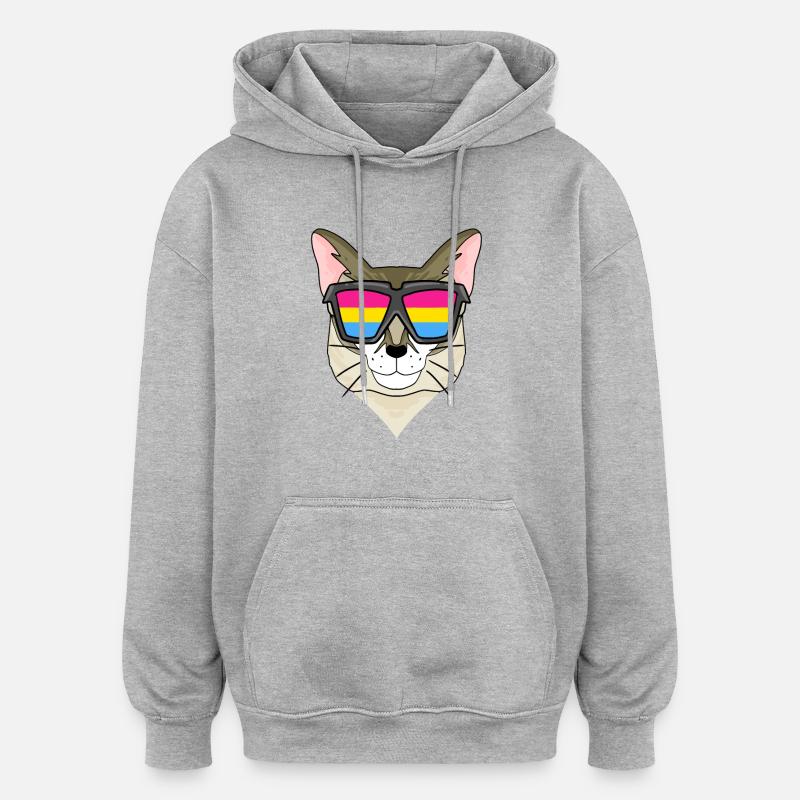 Pansexual Singapura - Chat avec lunettes - Sweat à capuche oversize unisexe - gris chiné