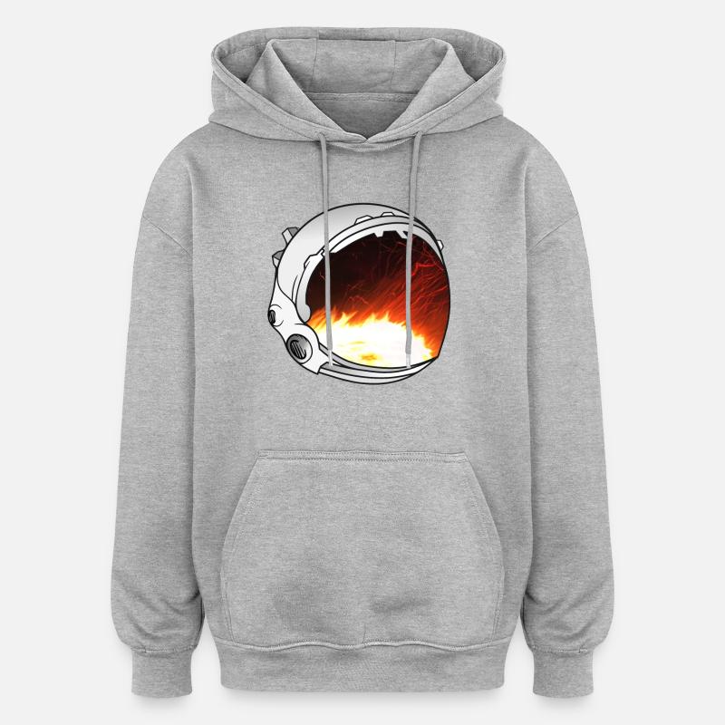 Illustration du casque d’astronaute - Sweat à capuche oversize unisexe - gris chiné