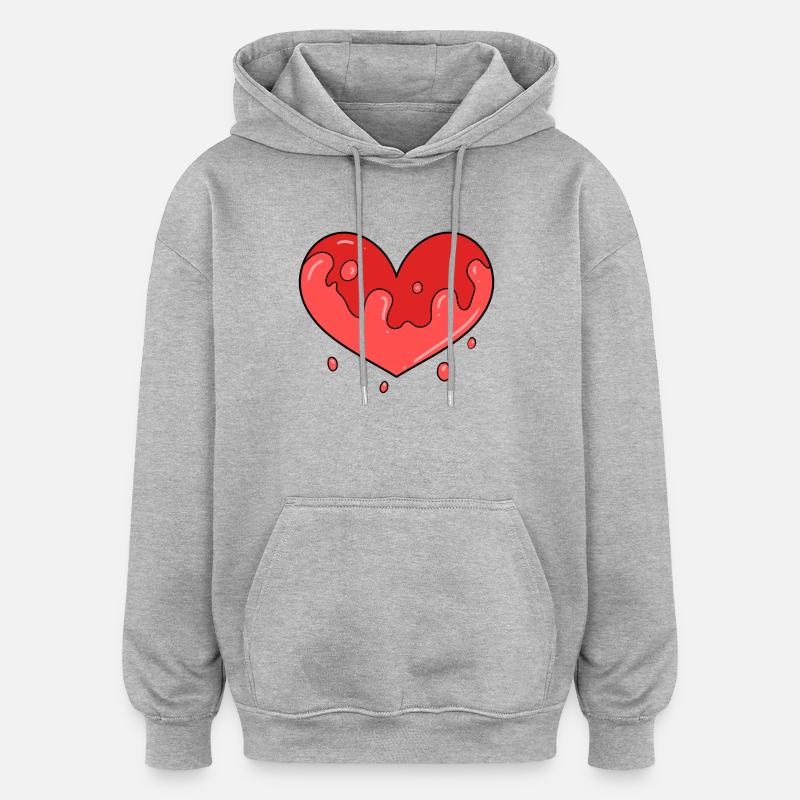 Sang de cœur - Sweat à capuche oversize unisexe - gris chiné