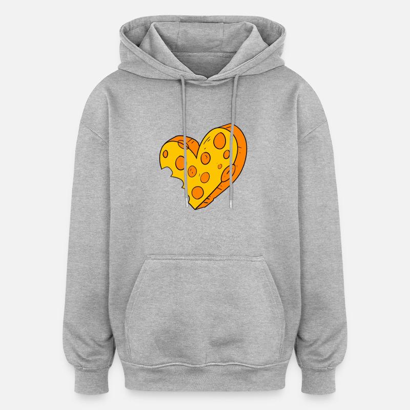 Cœur de fromage - Sweat à capuche oversize unisexe - gris chiné