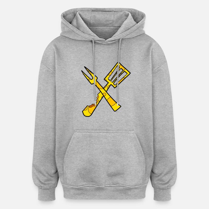 Cuisinier au fromage - Sweat à capuche oversize unisexe - gris chiné