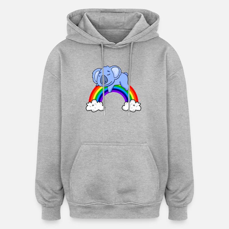 Koala arc-en-ciel - Sweat à capuche oversize unisexe - gris chiné