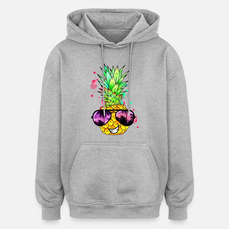 Ananas cool bunt spritzig - Oversized Unisex Hoodie - Grau meliert
