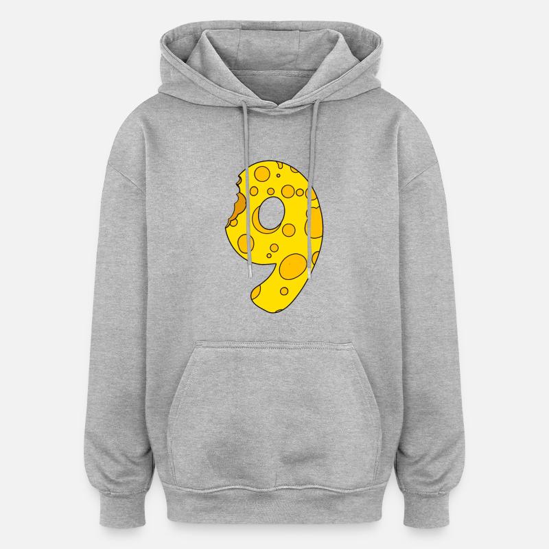 Fromage numéro 9 - Sweat à capuche oversize unisexe - gris chiné