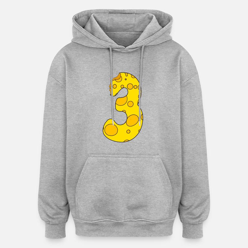 Fromage numéro 3 - Sweat à capuche oversize unisexe - gris chiné