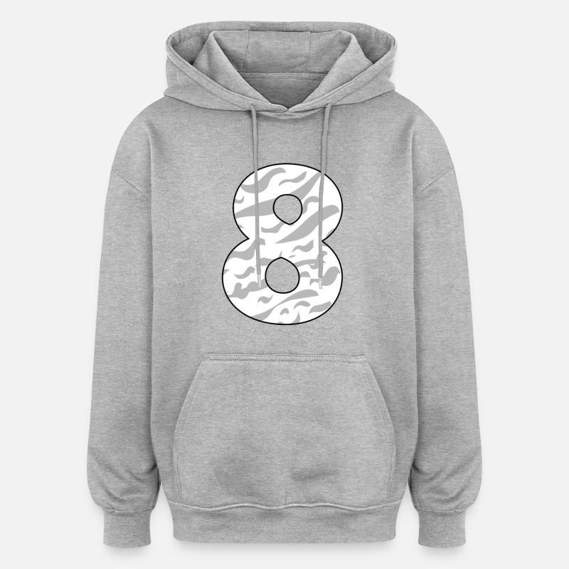 8 - Sweat à capuche oversize unisexe - gris chiné