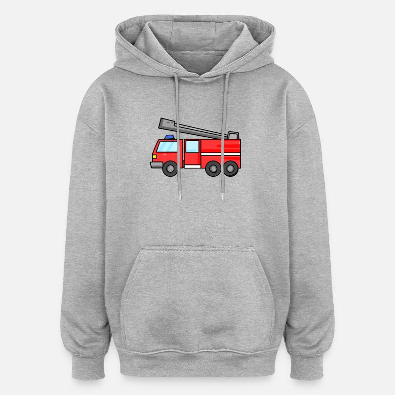 Voiture de pompiers - Sweat à capuche oversize unisexe - gris chiné