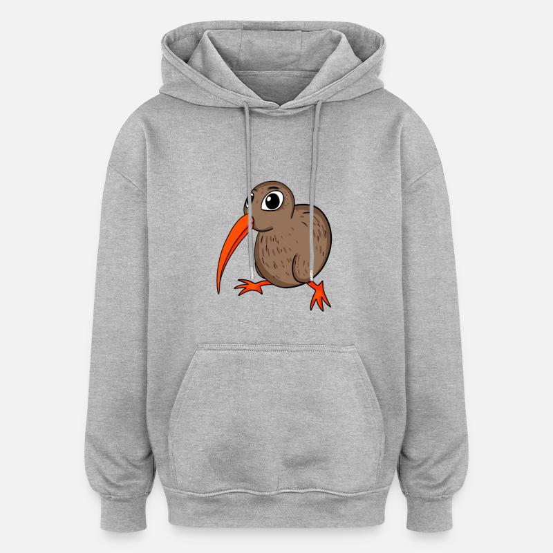 Kiwi Kiwis Oiseau Cadeau - Sweat à capuche oversize unisexe - gris chiné