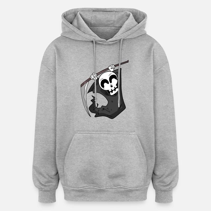 Sensenmann freut sich - Oversized Unisex Hoodie - Grau meliert