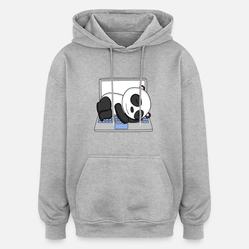 Panda - Sweat à capuche oversize unisexe - gris chiné