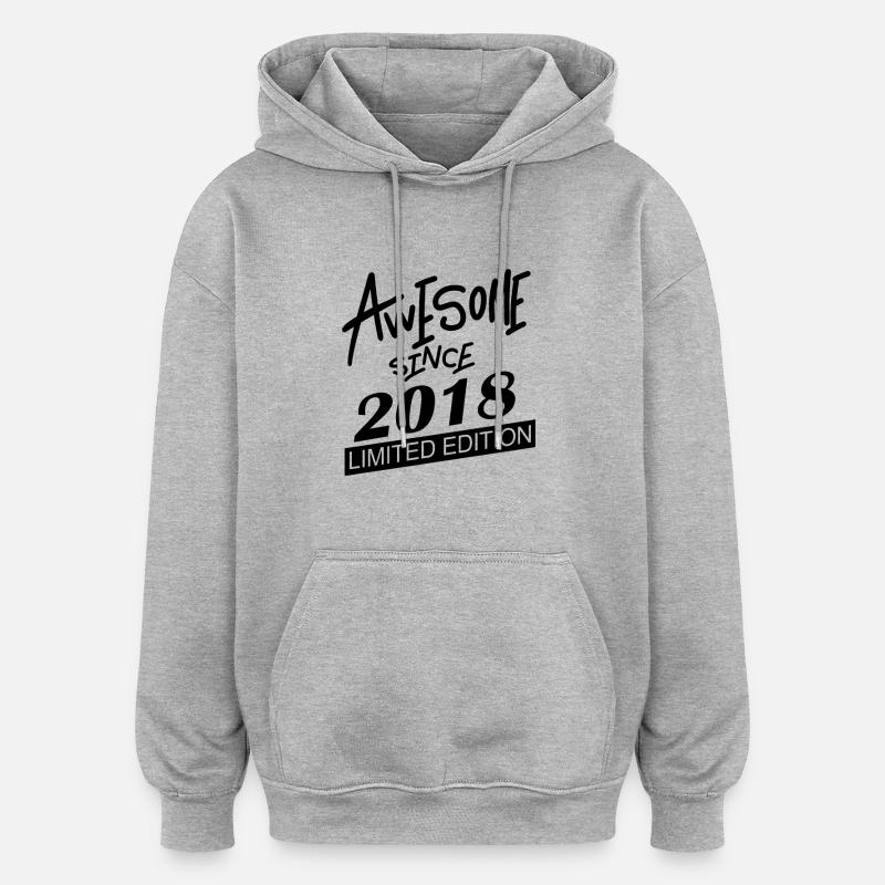 2018 - Millésime 2018 - Sweat à capuche oversize unisexe - gris chiné