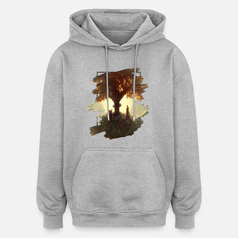 Arbre de vie - Sweat à capuche oversize unisexe - gris chiné