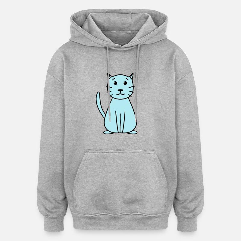 chat mignon simple - Sweat à capuche oversize unisexe - gris chiné