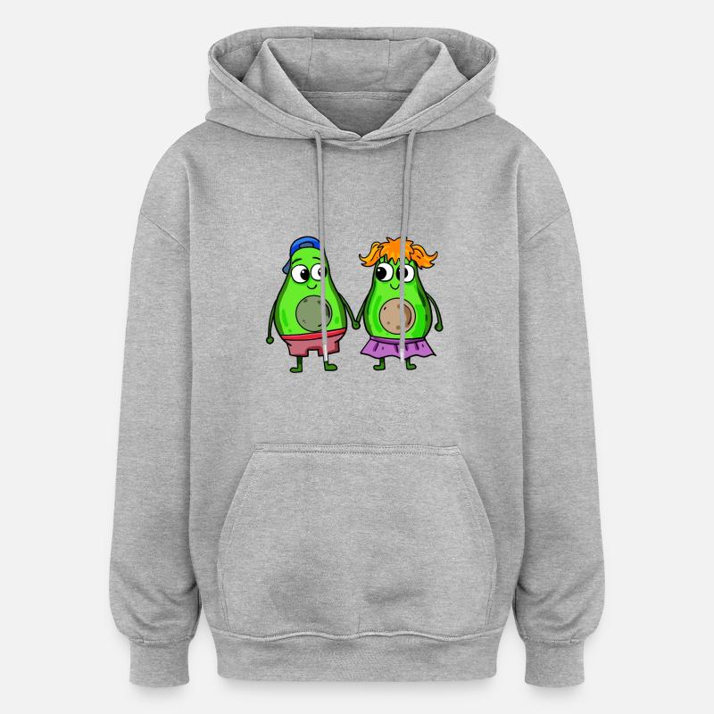 Avocado Paar - Oversized Unisex Hoodie - Grau meliert