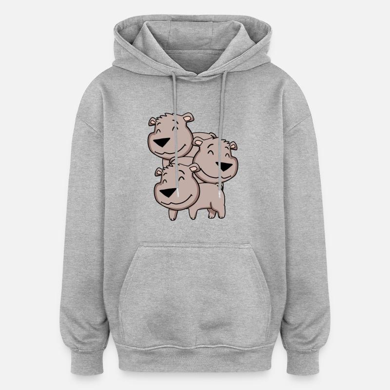Ours mignons - Ours - Sweat à capuche oversize unisexe - gris chiné