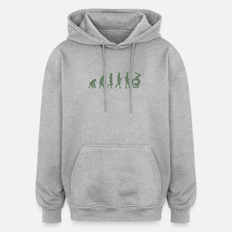 Turnerin Turner Evolution der Turnerin - Oversized Unisex Hoodie - Grau meliert