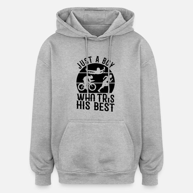 Garçon de triathlon - Sweat à capuche oversize unisexe - gris chiné