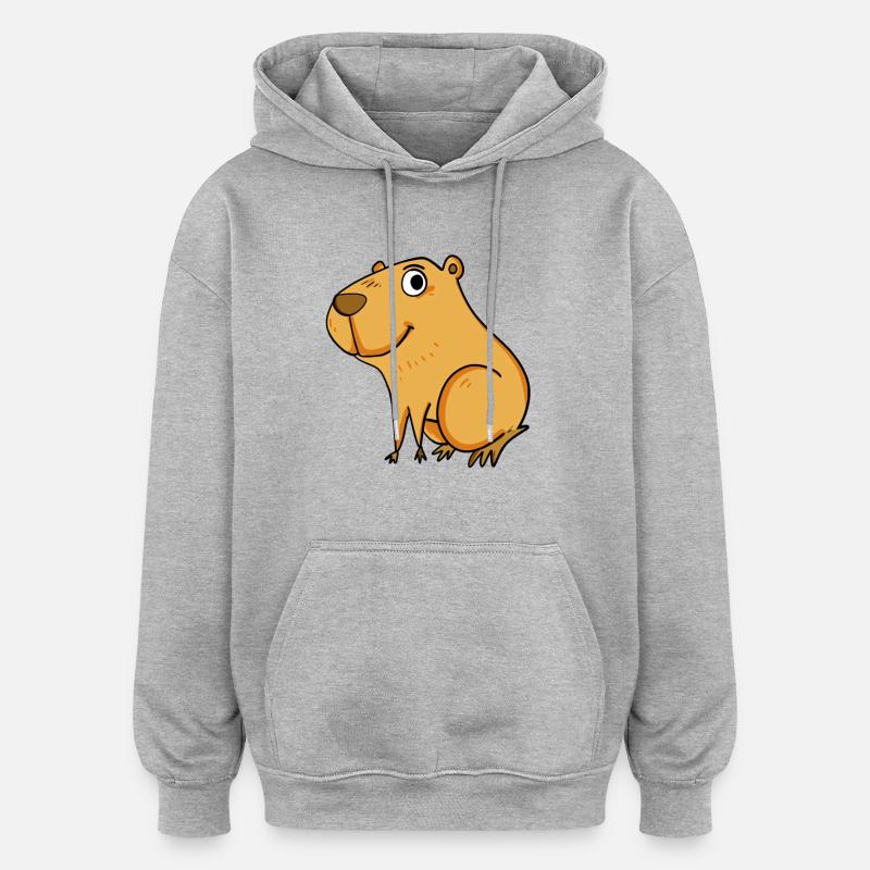 Motif Capybara capybara - Sweat à capuche oversize unisexe - gris chiné