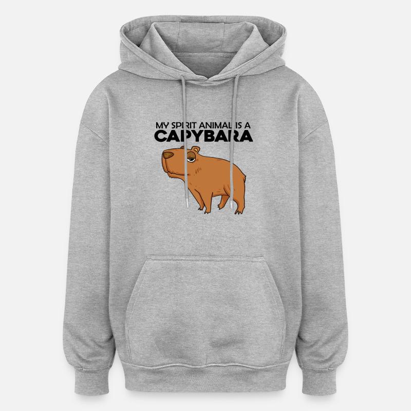 Capybara Capybara Cadeau - Sweat à capuche oversize unisexe - gris chiné