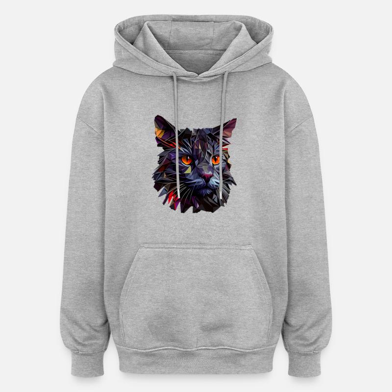Chaton Chaton Chat Polygone Chat - Sweat à capuche oversize unisexe - gris chiné
