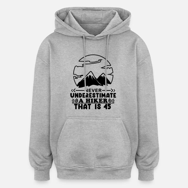 Cadeau de 45 ans - Sweat à capuche oversize unisexe - gris chiné