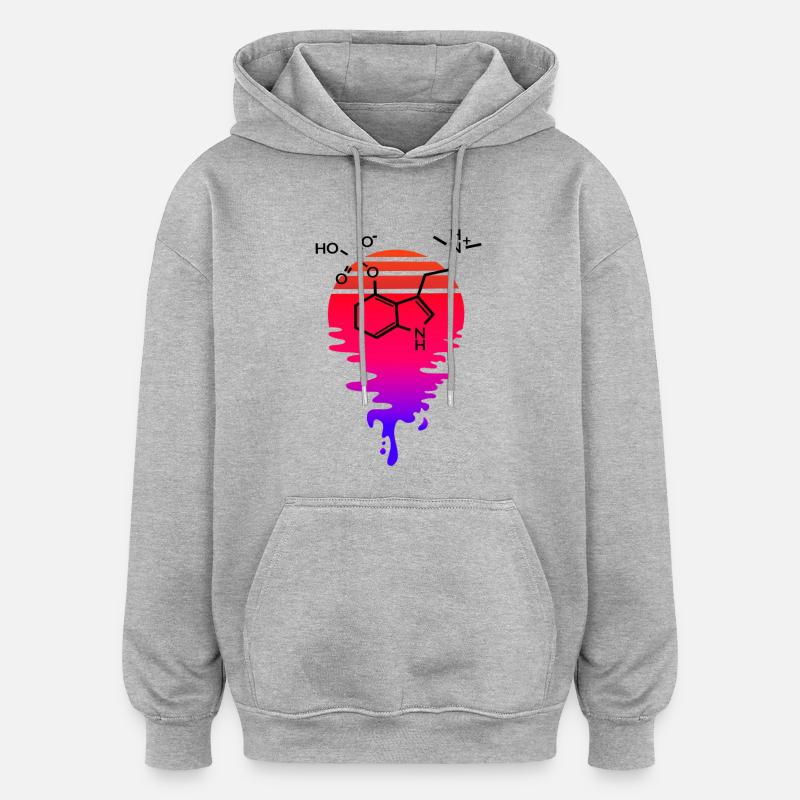 Psilocybin Molekül mit Retro Sunset - Oversized Unisex Hoodie - Grau meliert