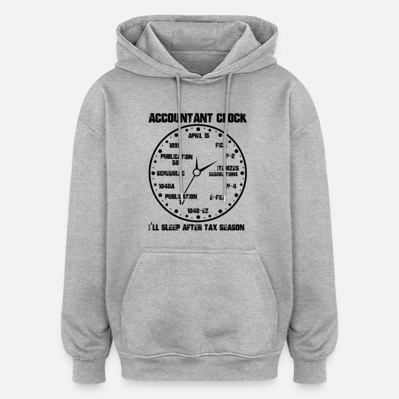 Drôle d’horloge comptable CPA Comptabilité - Sweat à capuche oversize unisexe - gris chiné